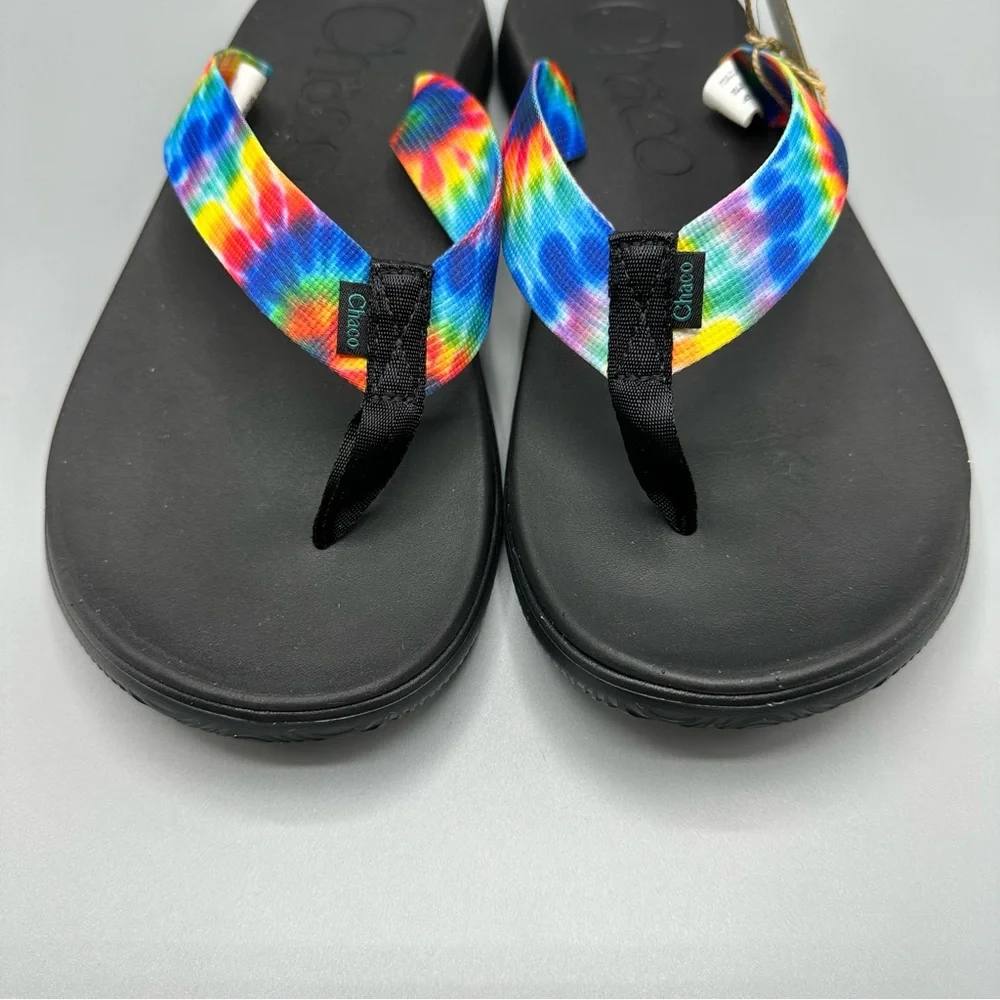 NEW Chaco Chillos Mens Size 11 Dark Tie Dye Slip On Flip Flop Sandals